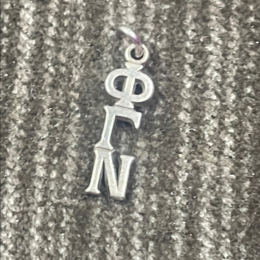 Silver tone Phi Gamma Nu Greek Letter Pendant